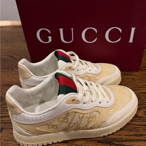 RARE Gucci Re-Web snekaers Beige and White Sneakers
